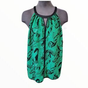 EC ROMY SHEER SLEEVELESS BLOUSE WITH SNAKE DESIGN SZ.XL